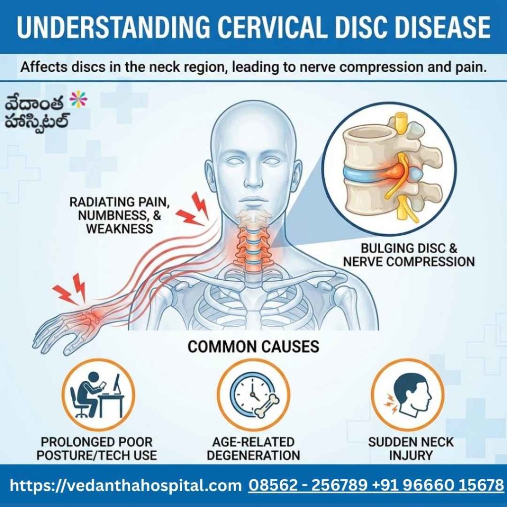 What is Cervical Disc Disease - Cervical and Lumbar Disc Disease - Spine Surgery Hospital in Kadapa - Vedanta Hospitals Kadapa
