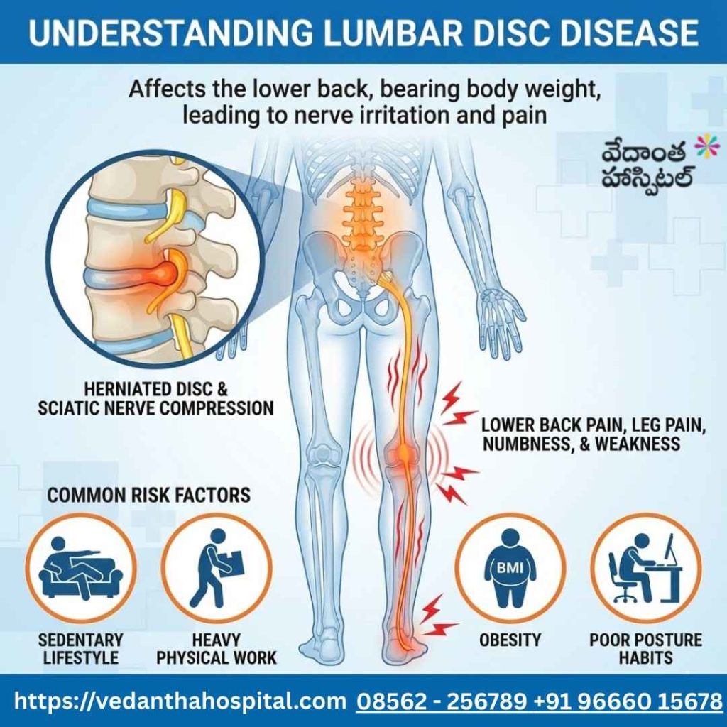 What is Lumbar Disc Disease - Cervical and Lumbar Disc Disease - Spine Surgery Hospital in Kadapa - Vedanta Hospitals in kadapa