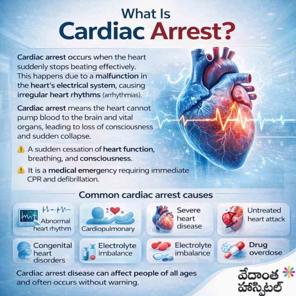 what is cardiac arrest - Best Cardiology Hospital in Kadapa - vedanta hospitals in kadapa