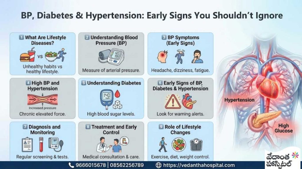 BP and Diabetes - BP, Diabetes & Hypertension Early Signs You Shouldn’t Ignore - General Medicine Hospital in Kadapa - vedanta hospitals in kadapa