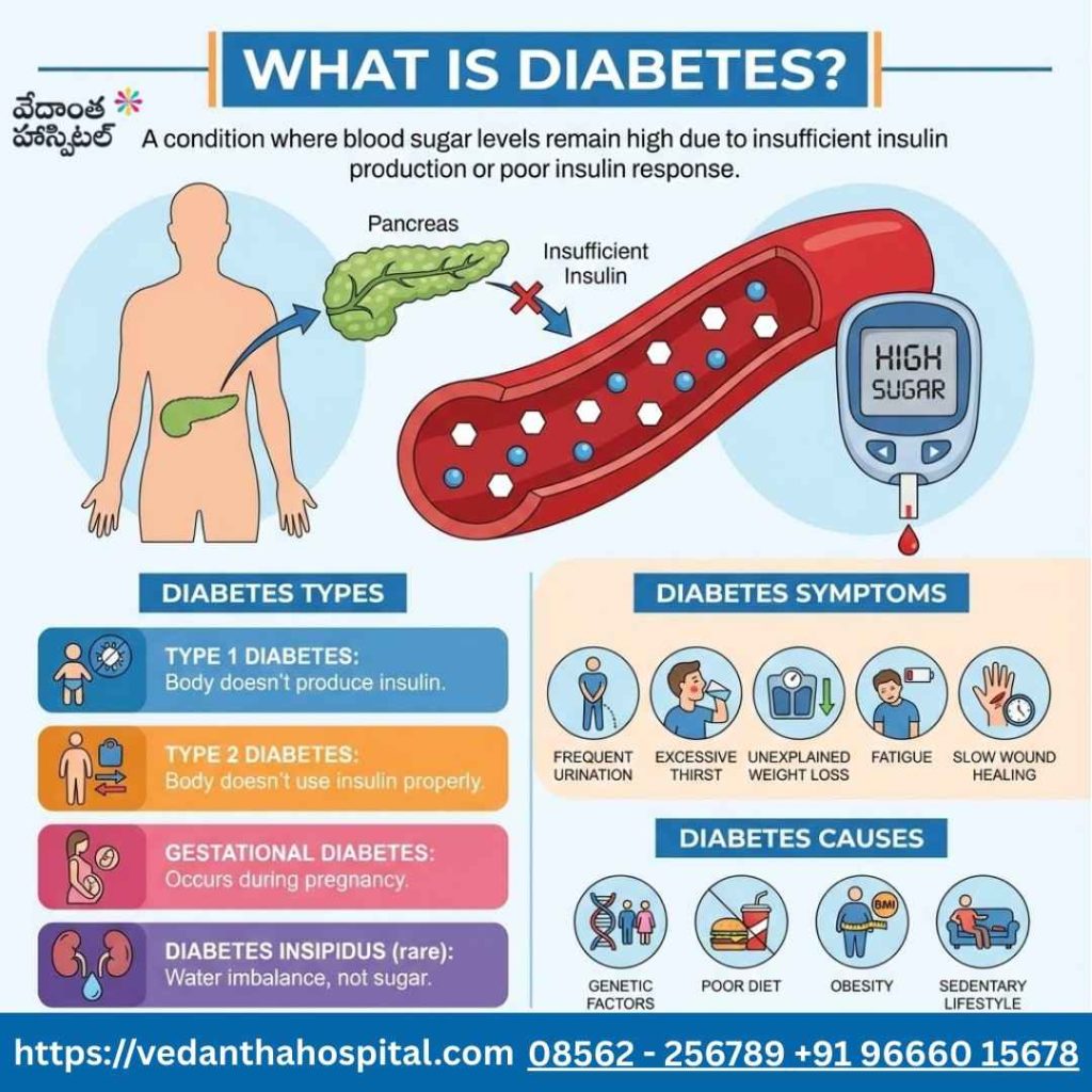 Understanding Diabetes - What Is Diabetes - BP, Diabetes & Hypertension Early Signs You Shouldn’t Ignore - General Medicine Hospital in Kadapa - vedanta hospitals in kadapa - BP and Diabetes