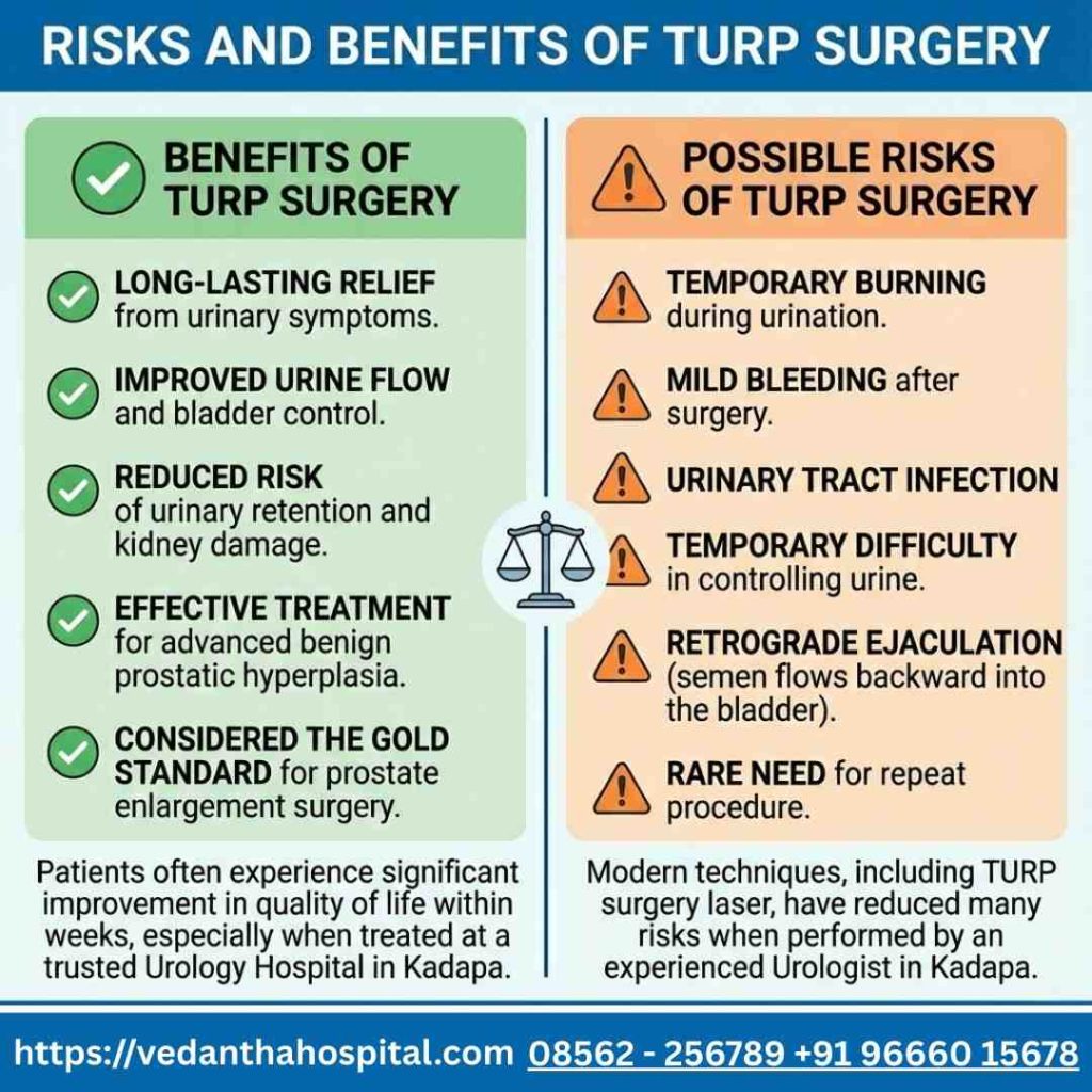 risks and benifits of TURP surgery - understanding Benign Prostatic Hyperplasia BPH - Prostate Enlargement – TURP Surgery - best urology hospital in kadapa - vedanta hospitals in kadapa