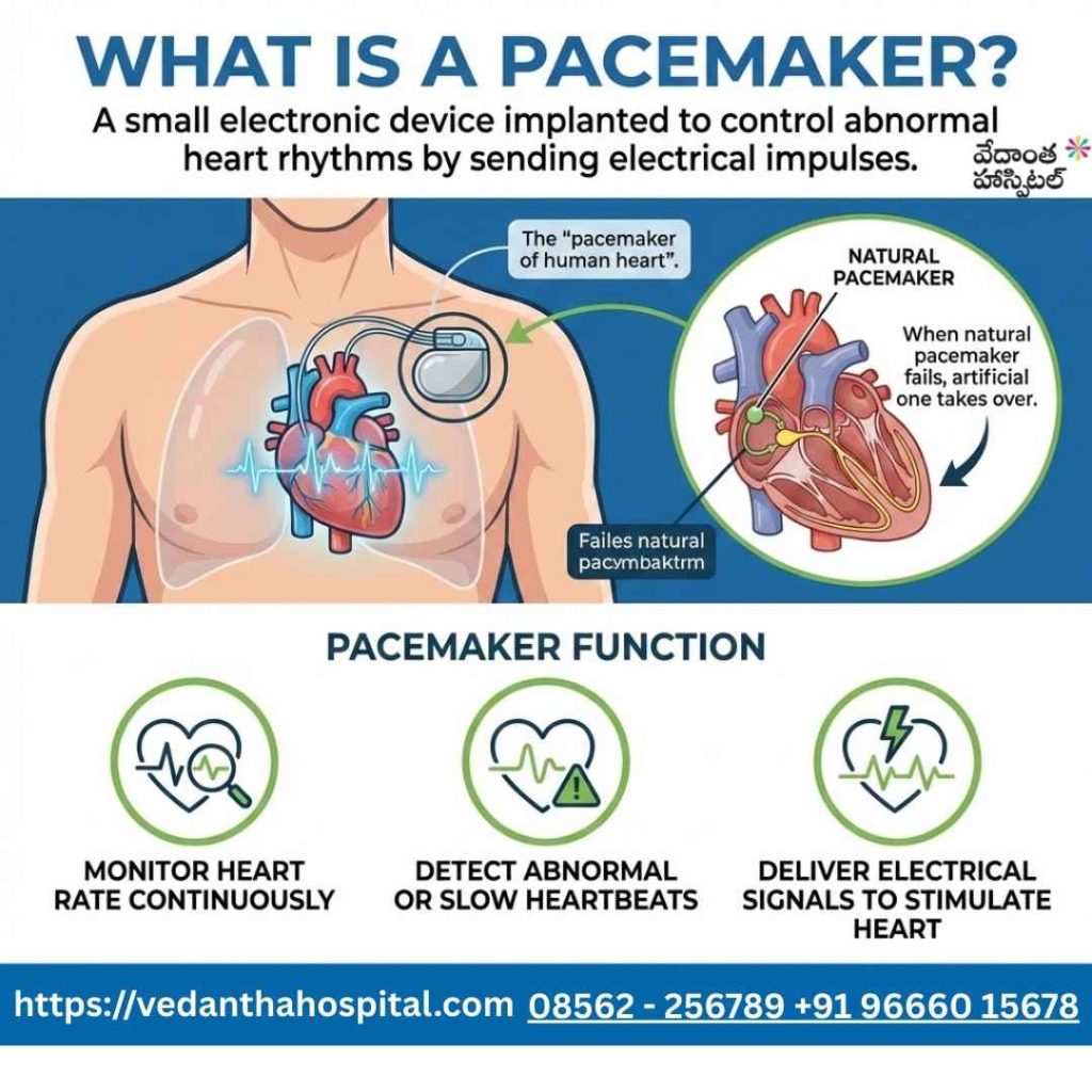 what is pacemaker - Pacemaker Implantation - Best Cardiology Hospital in Kadapa - Vedanta Hospitals in Kadapa