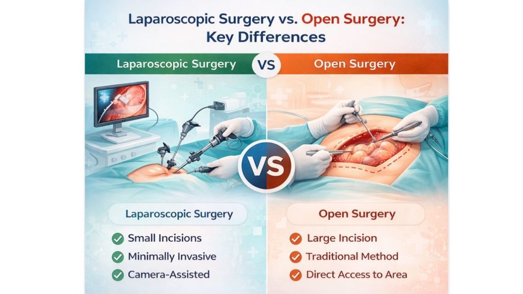 laparoscopic surgery or open surgery comparison image