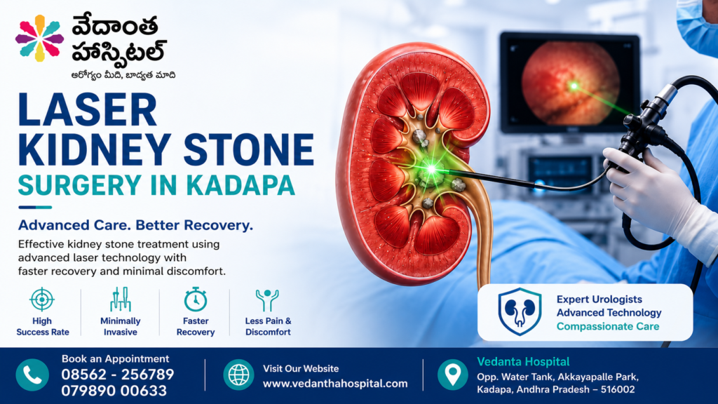 Laser Kidney Stone Surgery in Kadapa at Vedantha Hospital – Advanced Kidney Stone Treatment and Urology Care